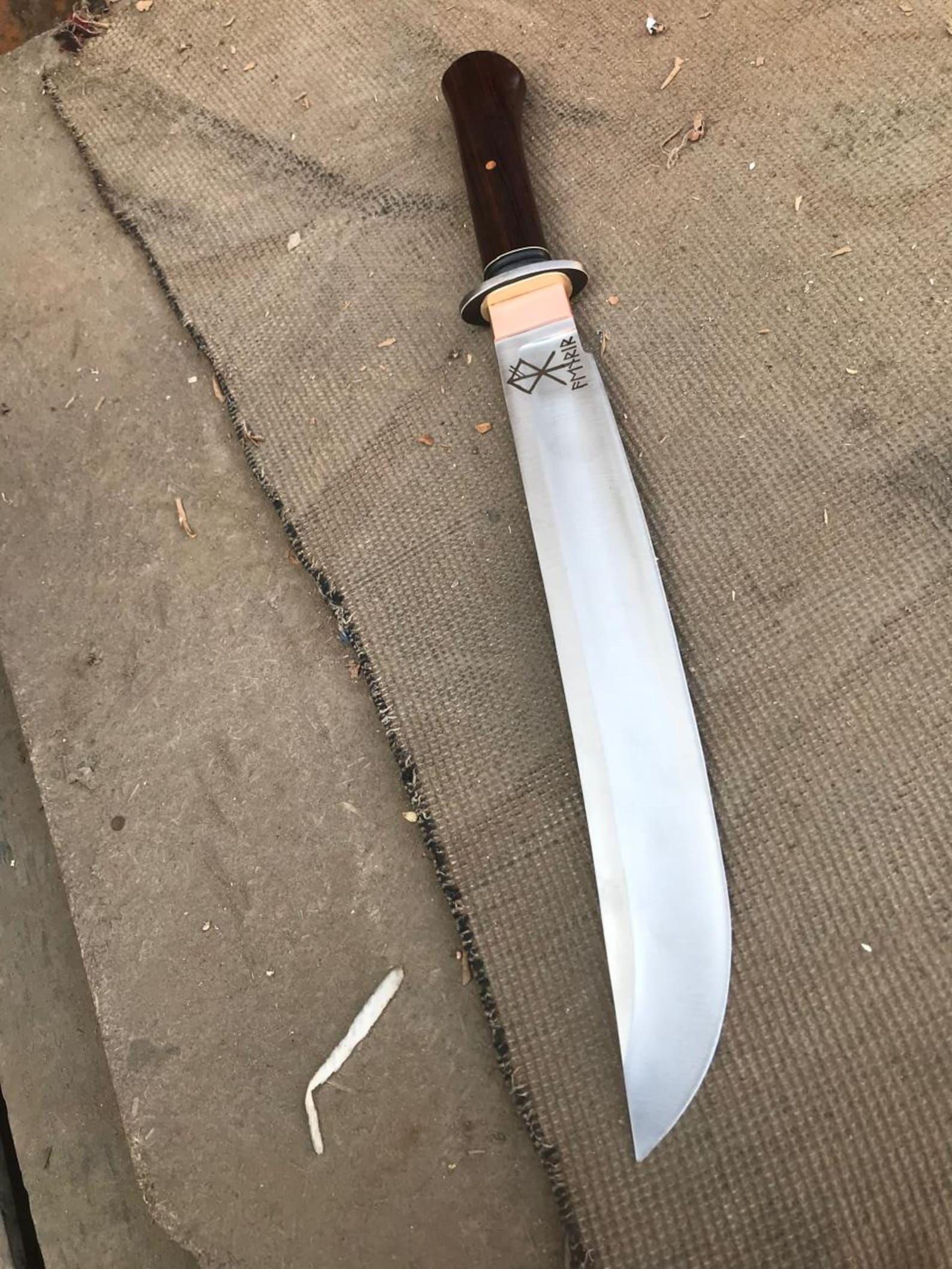 Handmade High Carbon Steel Small Sword – 22" Wooden Handle, Outdoor Craft Piece