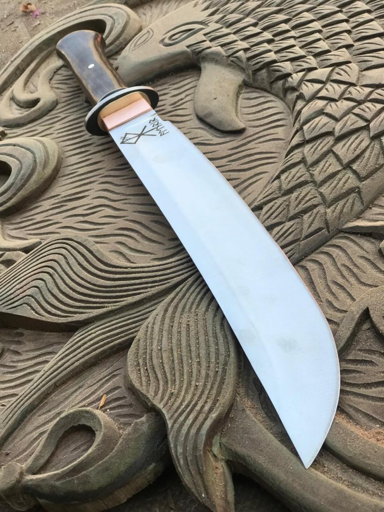 Handmade High Carbon Steel Small Sword – 22" Wooden Handle, Outdoor Craft Piece