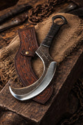 Handmade Carbon Steel Karambit Knife – 14” Forged Blade with Leather Sheath – Viking Curved Knife