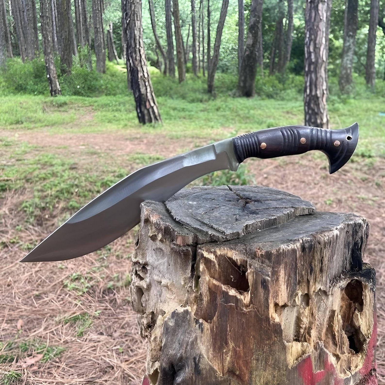 Handmade Kukri Knife – High Carbon Steel, Wood Handle, Leather Sheath – Outdoor Camping Tool