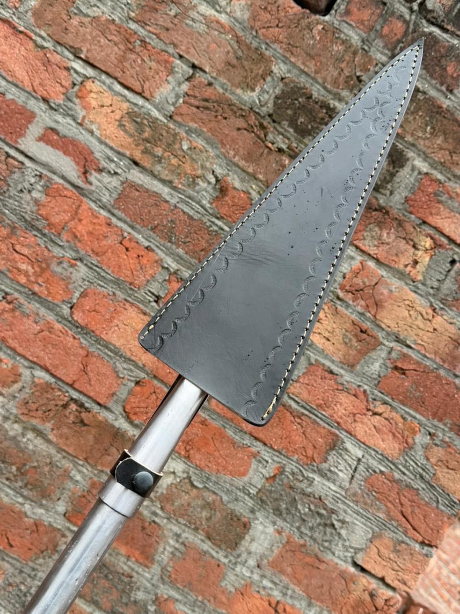 Handmade Viking Spear – 80” Overall Length | High Carbon Steel Head | Leather-Wrapped Handle | Decorative Collectible