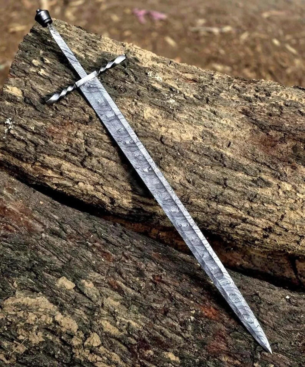 Handmade Damascus Steel Blank Blade – 34 Total Length for Sword Making Craft Supply