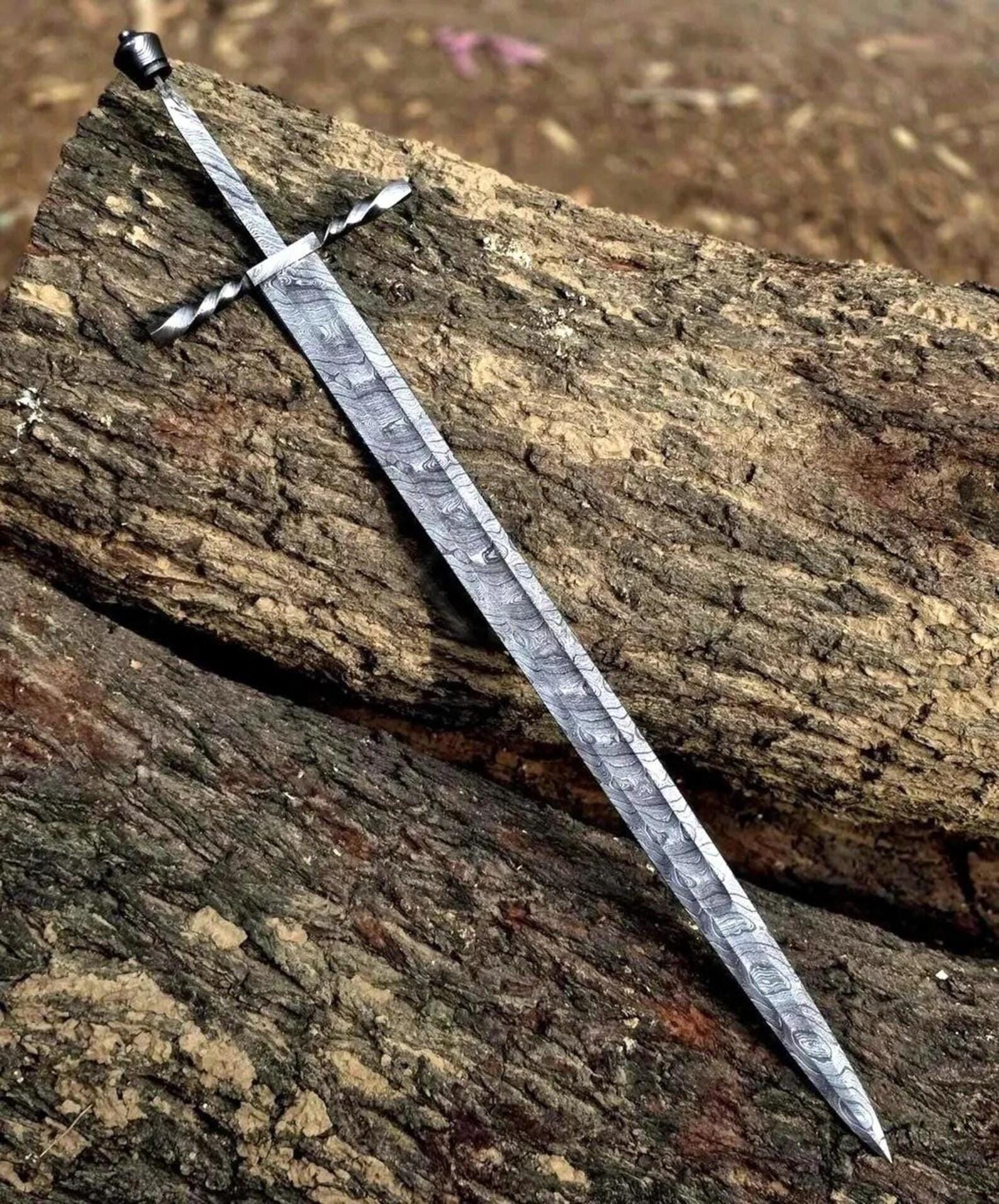 Handmade Damascus Steel Blank Blade – 34 Total Length for Sword Making Craft Supply