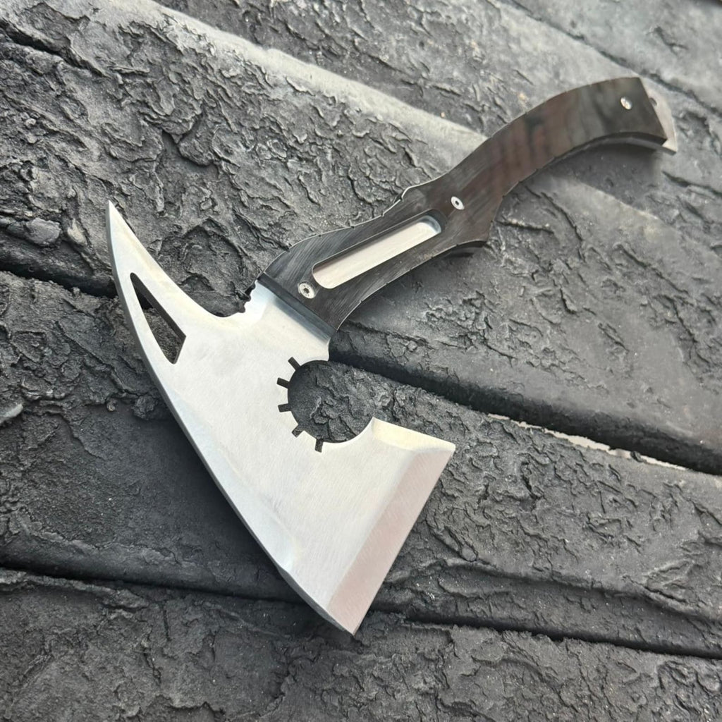 Handmade Tactical Hatchet Axe – High Carbon Steel, Micarta Handle, Leather Sheath Tool